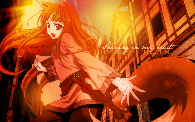 Anime girl red hair city free wallpaper for desktop - medium preview image