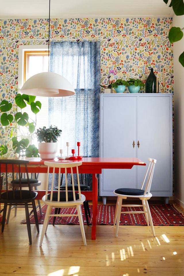 Dining room red table white free wallpaper for mobile - medium preview image