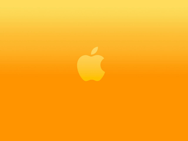 Apple logo yellow background person free wallpaper for desktop - medium preview image