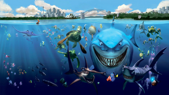 Shark ocean animals city background free wallpaper for desktop - medium preview image