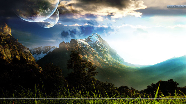 Mountain range earth view cloudy free wallpaper for desktop - medium preview image