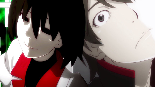 Anime characters window green squares free wallpaper for desktop - medium preview image