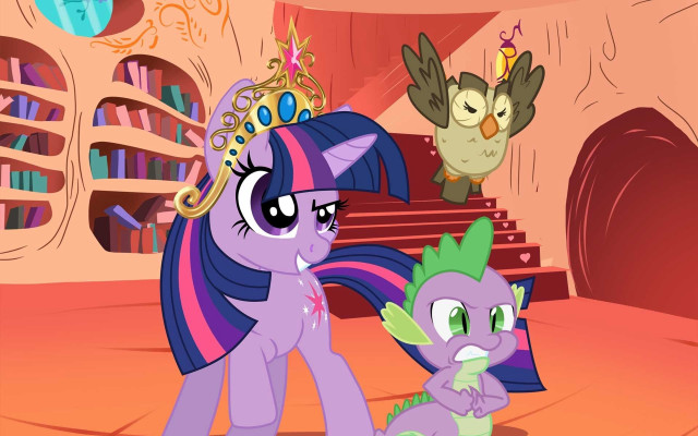 Pony ponies bookshelves owls fantasy free wallpaper for desktop - medium preview image