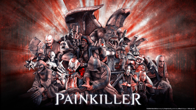 Demonic group red background painkiller free wallpaper for desktop - medium preview image