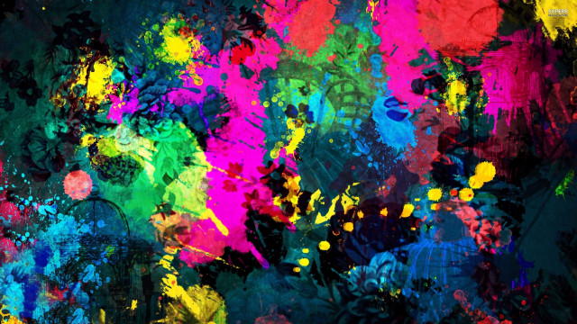Colorful paint splatter black background free wallpaper for desktop - medium preview image