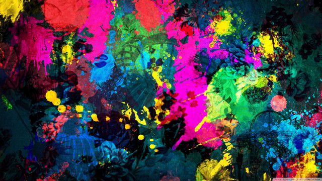 Colorful paint splatter black background #5 free wallpaper for desktop - medium preview image