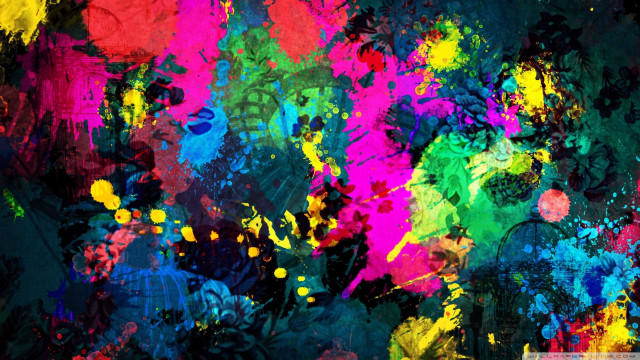 Colorful abstract fauvism paint splatter free wallpaper for desktop - medium preview image