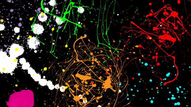 Black background colorful paint splatters #2 free wallpaper for desktop - medium preview image
