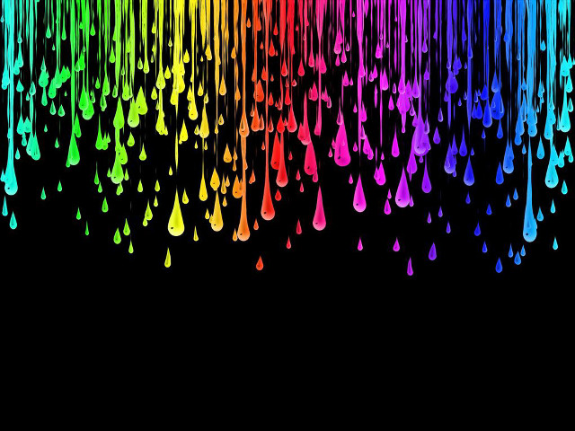 Rainbow rain droplet black background free wallpaper for desktop - medium preview image