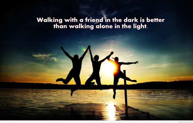 Three people jumping sunset quote free wallpaper for desktop - medium preview image