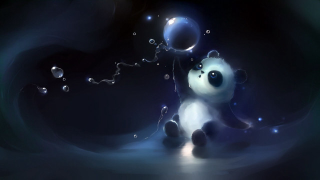 Panda bear bubbles floating air #4 free wallpaper for desktop - medium preview image