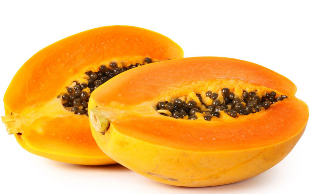 Cut in half papaya seeds free wallpaper for desktop - medium preview image