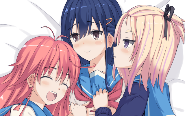 Anime girls pink hair blue #7 free wallpaper for desktop - medium preview image