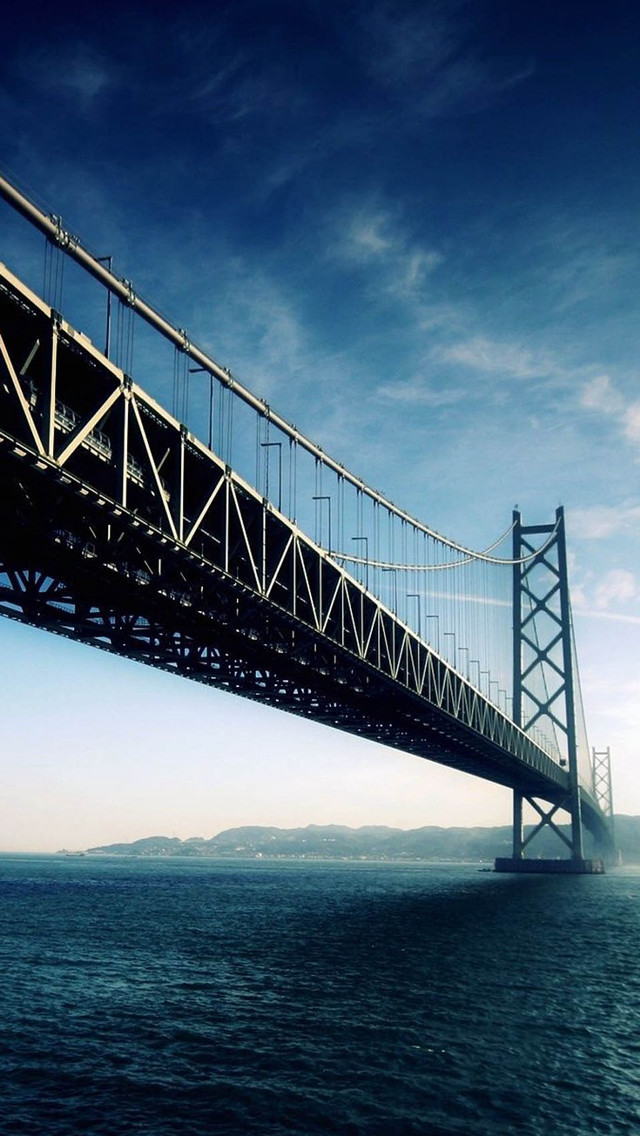 Large bridge over water boat free wallpaper for mobile - medium preview image