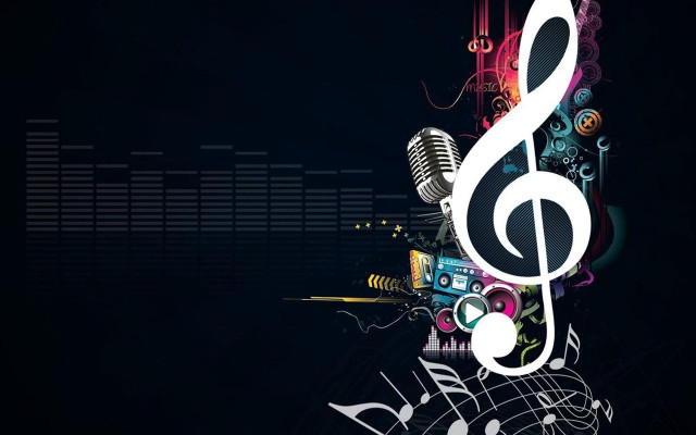 Musical note microphone black background free wallpaper for desktop - medium preview image