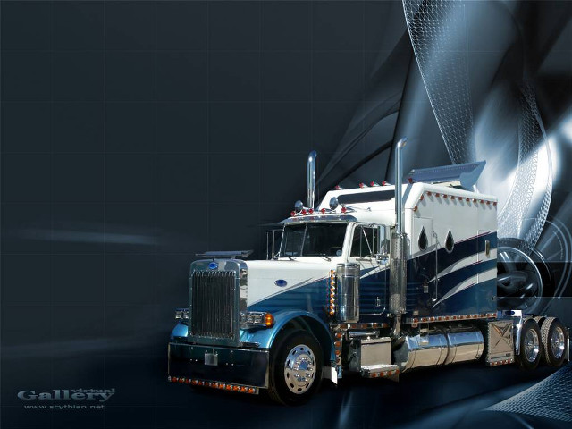 Semi truck blue white black free wallpaper for desktop - medium preview image