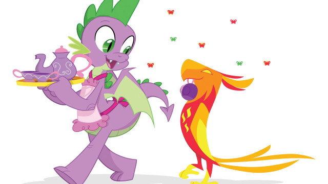 Cartoon dragon holding tray of free wallpaper for desktop - medium preview image