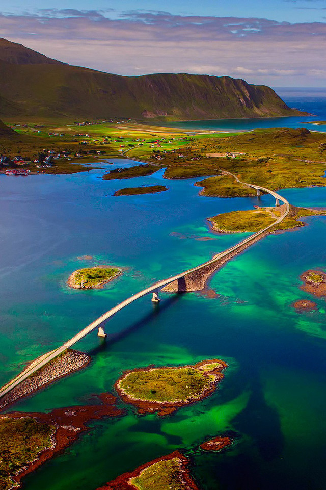 Bridge water mountain scenery nature free wallpaper for mobile - medium preview image