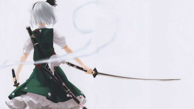 Woman green dress sword white free wallpaper for desktop - medium preview image
