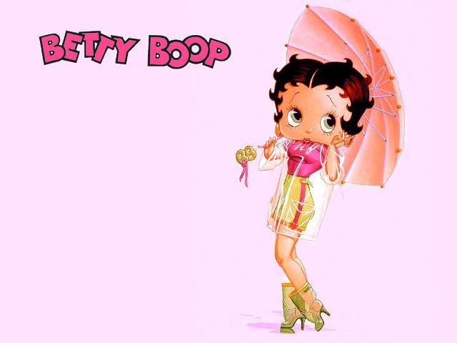 Cartoon woman pink umbrella betty free wallpaper for desktop - medium preview image