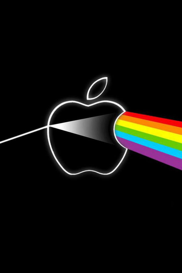 Rainbow apple logo light black free wallpaper for mobile - medium preview image