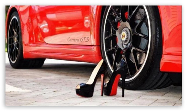 Red car black heels next free wallpaper for desktop - medium preview image
