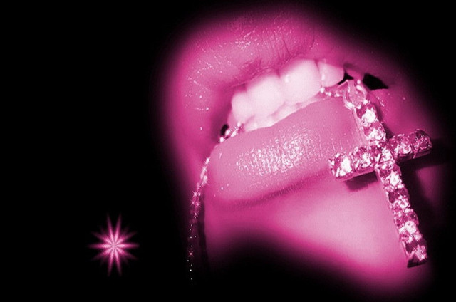 Cross lip pink glow starburst free wallpaper for desktop - medium preview image