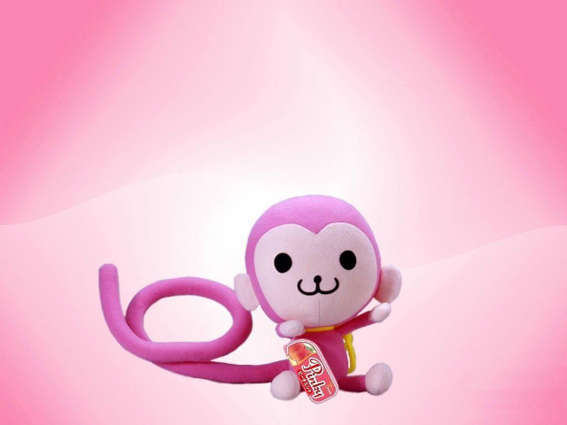 Pink monkey ribbon background pink free wallpaper for desktop - medium preview image
