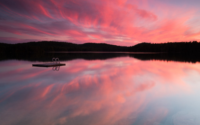 Boat lake sunset pink sky #2 free wallpaper for desktop - medium preview image