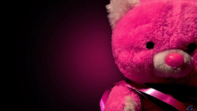 Pink teddy bear ribbon bow free wallpaper for desktop - medium preview image