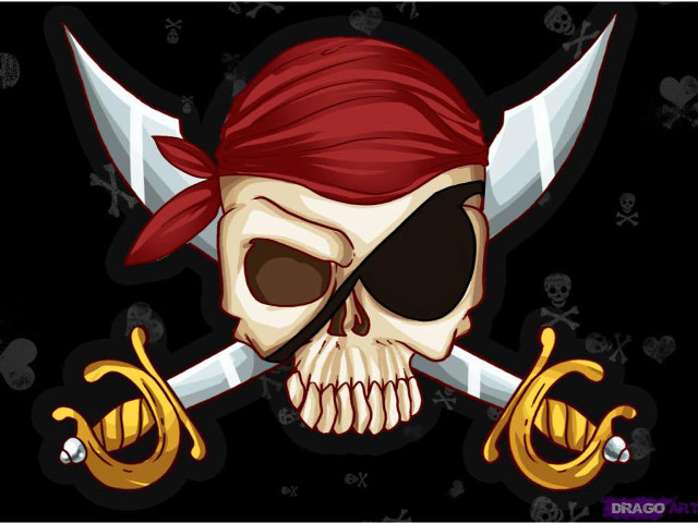 Skull bandanna crossed swords digital free wallpaper for desktop - medium preview image