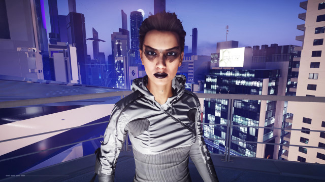 Woman black makeup futuristic city free wallpaper for desktop - medium preview image