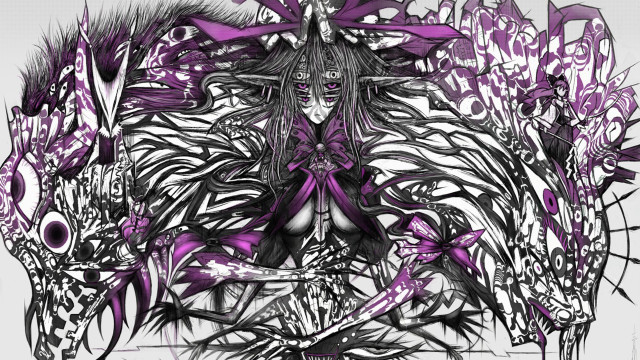 Woman purple hair flowers head free wallpaper for desktop - medium preview image