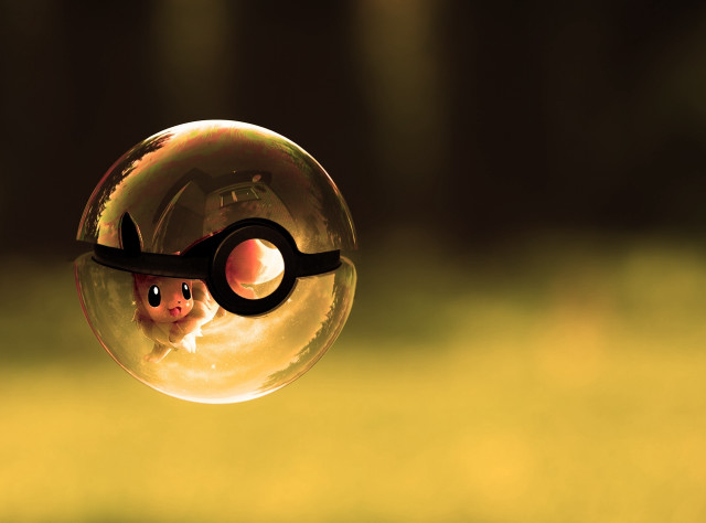 Bubble pikachu reflection person image free wallpaper for desktop - medium preview image