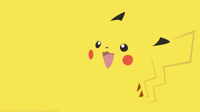 Cartoon pikachu yellow background black free wallpaper for desktop - medium preview image