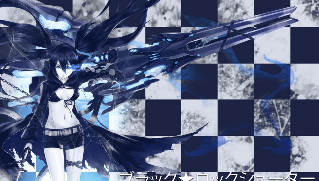 Girl sword checkered background checkerboard free wallpaper for desktop - medium preview image