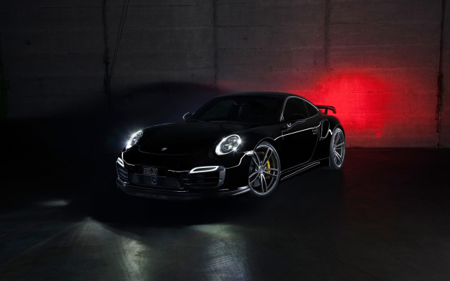 Black porsche dark garage red #2 free wallpaper for desktop - medium preview image