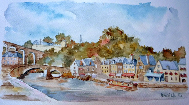 Bridge river buildings background blue free wallpaper for desktop - medium preview image