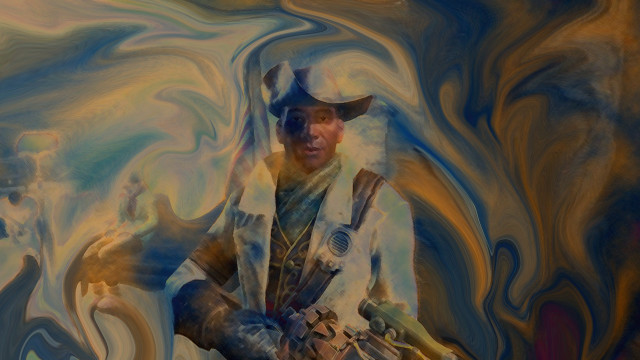 Pirate man holding gun case free wallpaper for desktop - medium preview image