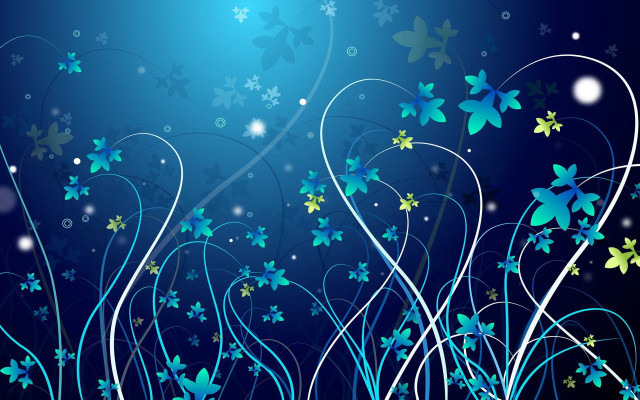 Blue background flowers swirls night free wallpaper for desktop - medium preview image