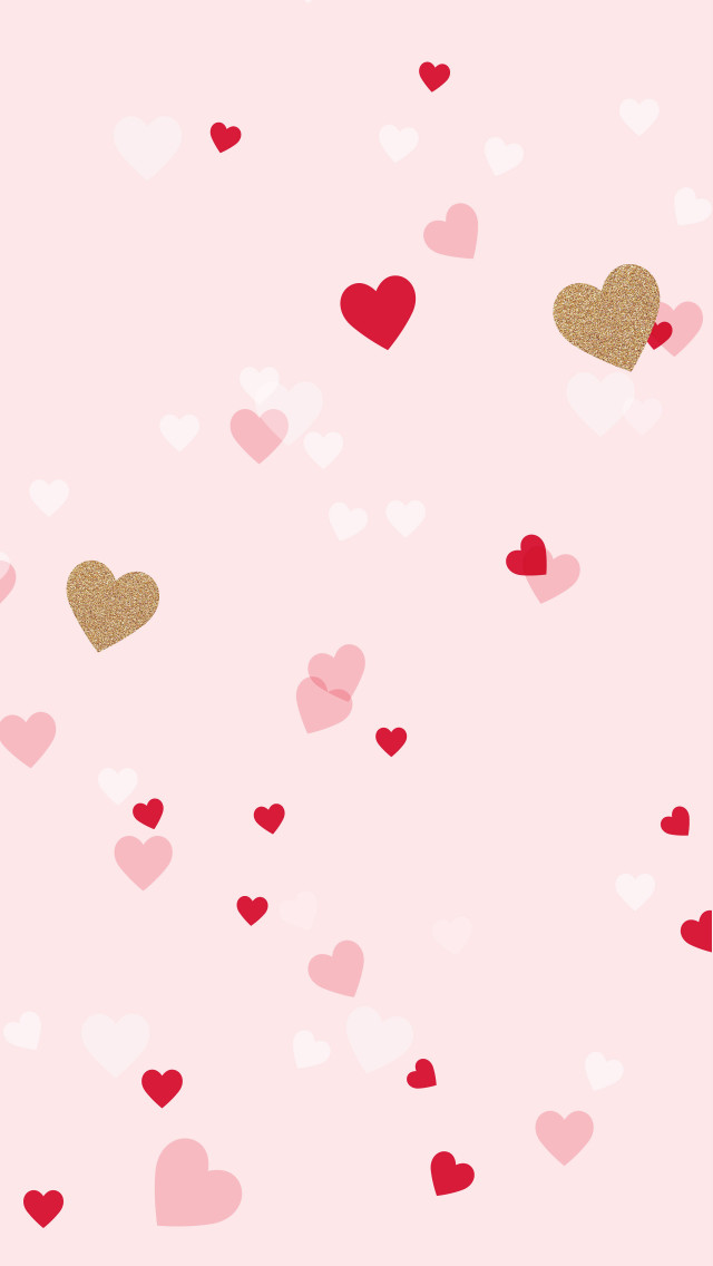 Pink background hearts confetti fun free wallpaper for mobile - medium preview image