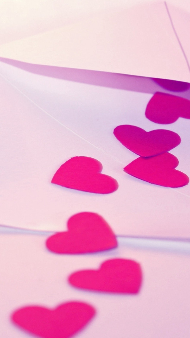 Hearts white surface pink background free wallpaper for mobile - medium preview image