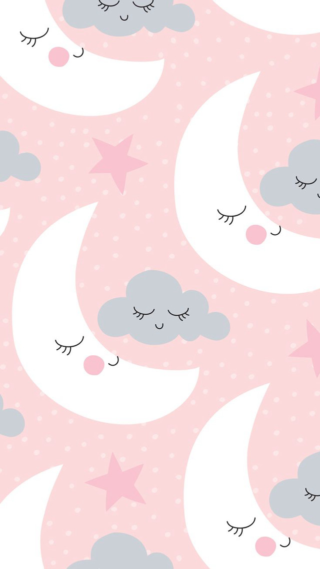 Pink white stars clouds sleeping free wallpaper for mobile - medium preview image