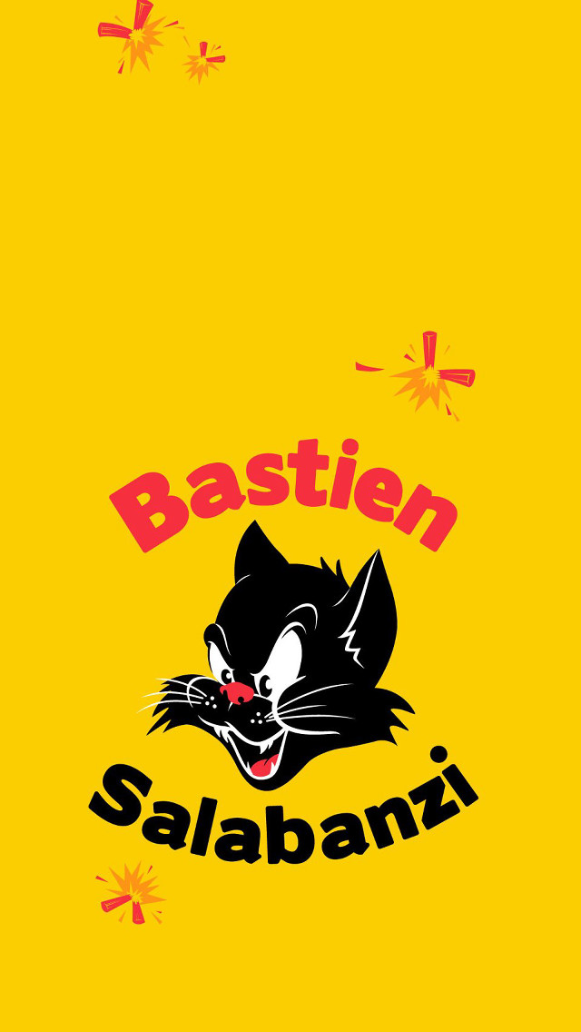 Yellow background black cat bastian free wallpaper for mobile - medium preview image