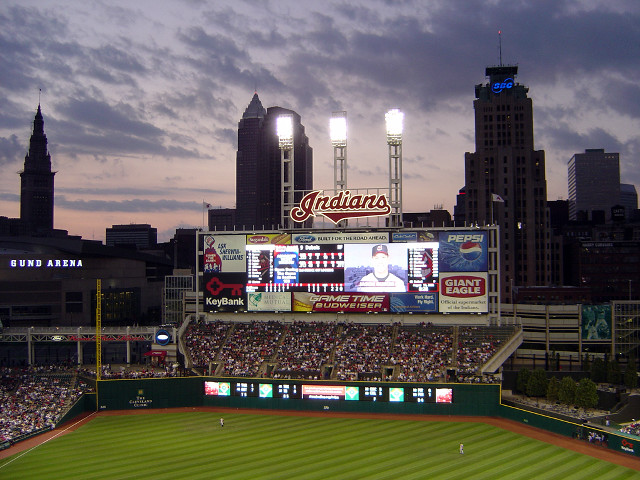 Baseball stadium night skyline crowd free wallpaper for desktop - medium preview image