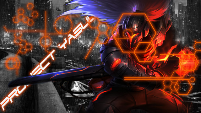 Man sword futuristic city neon free wallpaper for desktop - medium preview image