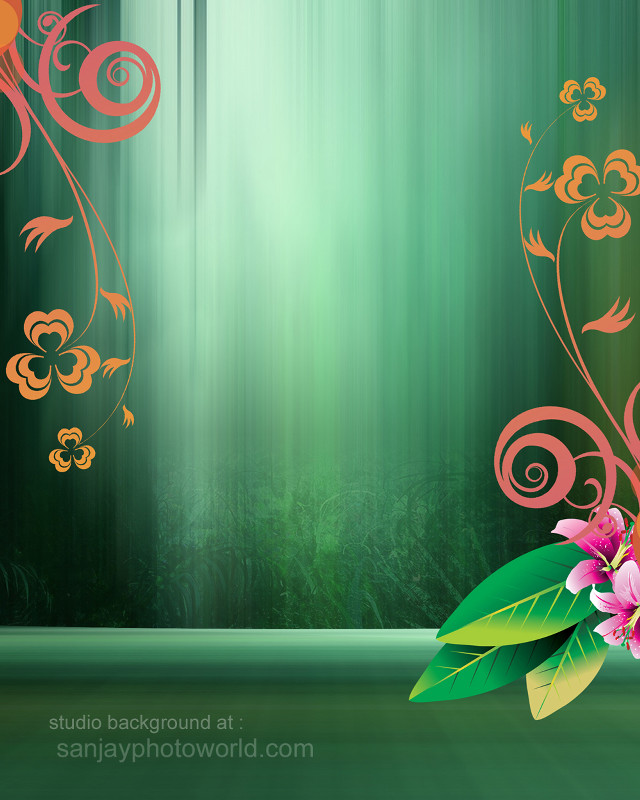 Green background pink flower leaves free wallpaper for mobile - medium preview image