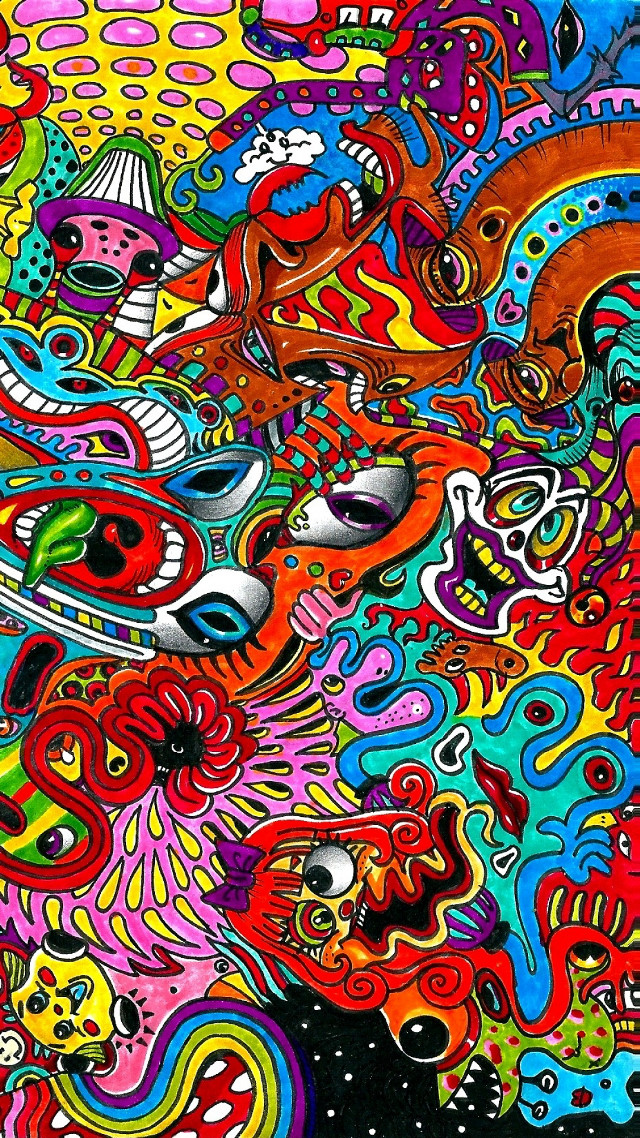 Colorful face art painting shapes free wallpaper for mobile - medium preview image