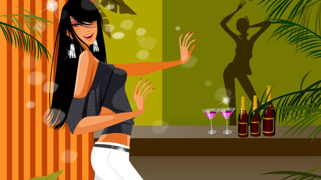 Woman short skirt bar cocktail free wallpaper for desktop - medium preview image