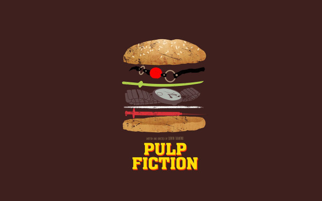 Hamburger glasses pulp fiction poster free wallpaper for desktop - medium preview image
